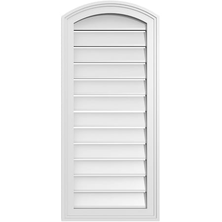 Ekena Millwork Arch Top Surface Mount PVC Gable Vent: Non-Functional, w/2"W x 1-1/2"P Brickmould Frame, 16"W x 34"H GVPAR16X3402SN